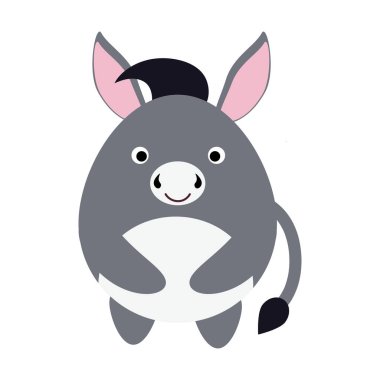 Sevimli düz dizayn eşek beyaz arkaplanda izole.