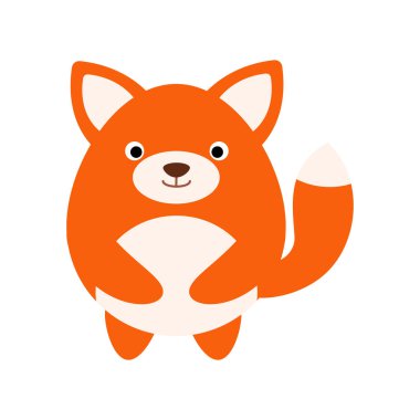 Şirin düz dizayn tilki beyaz arkaplanda izole