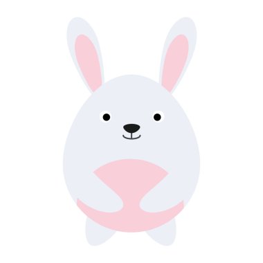 Sevimli düz dizayn tavşan beyaz arka planda izole.