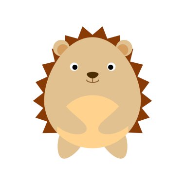 Güzel düz dizayn kirpi beyaz arka planda izole edilmiş..