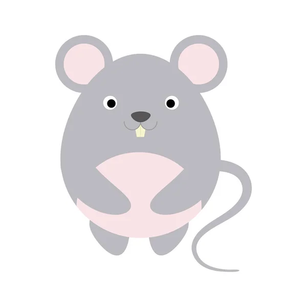 Mignon isolat de souris design plat sur fond blanc . — Image vectorielle