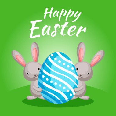 Renkli tavşan ve yumurtalı Paskalya tebrik kartın kutlu olsun.