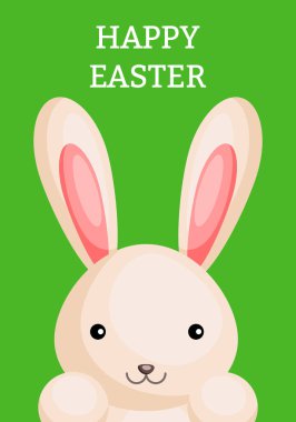 Renkli tavşanlı mutlu Paskalya tebrik kartları