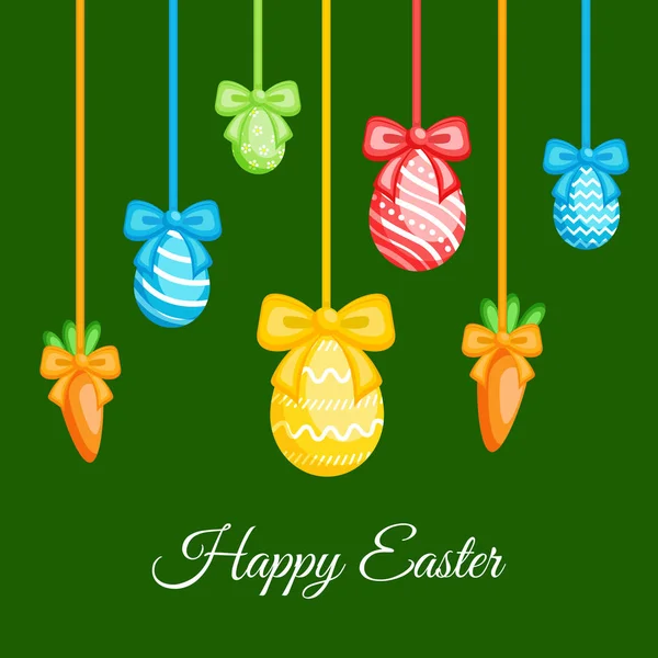 Feliz cartão de felicitações Páscoa com ovos coloridos — Vetor de Stock