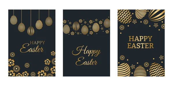 Feliz Pascua tarjetas de vacaciones de lujo conjunto — Vector de stock