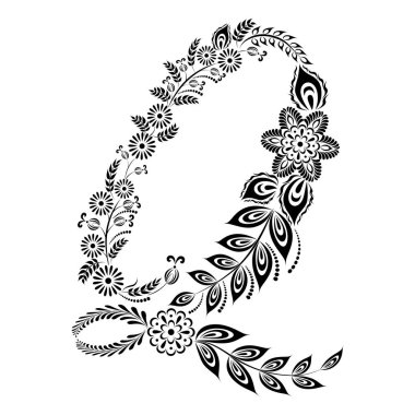 Çiçek büyük harf Q monogram