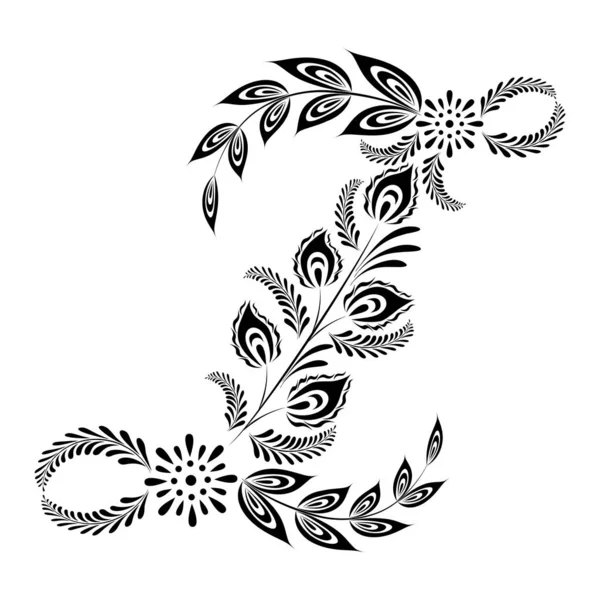 Çiçek büyük harf Z monogramı — Stok Vektör