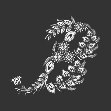 Çiçek büyük harf beyaz harf. Siyah arkaplan üzerine B harfleri.