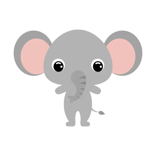 Lindo elefante bebé. Animal africano. Ilustración de vector plano sobre fondo blanco — Archivo Imágenes Vectoriales