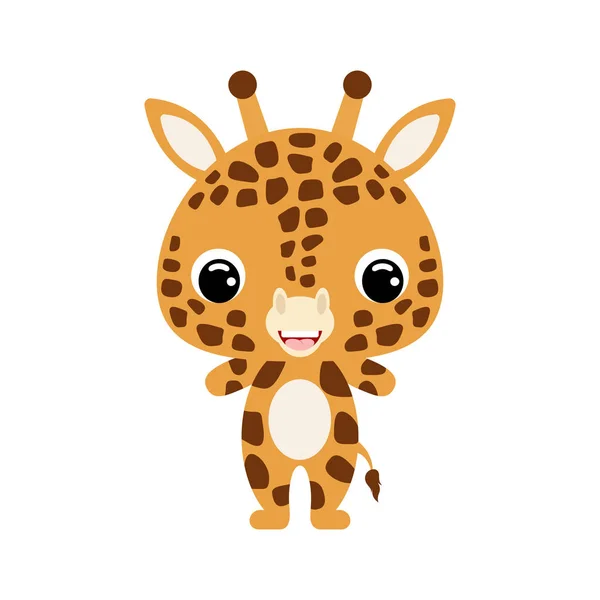 Jolie girafe de bébé. Animal africain. Illustration vectorielle plate sur fond blanc — Image vectorielle