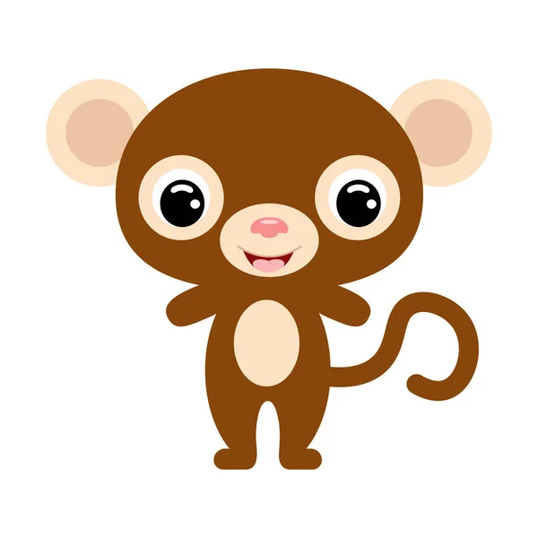 Słodka małpka. Zwierzę z dżungli. Płaski wektor Ilustracja na białym tle — Wektor stockowy