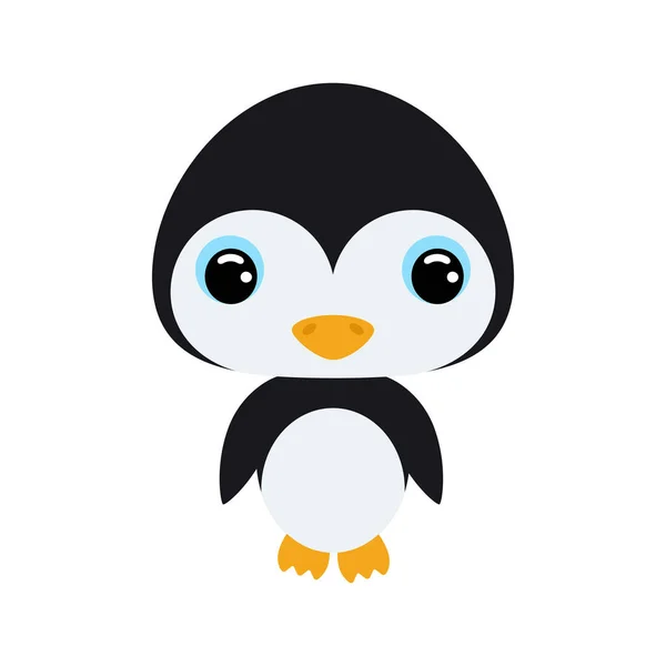 Sevimli yavru penguen. Beyaz arkaplanda düz vektör stok illüstrasyonu — Stok Vektör