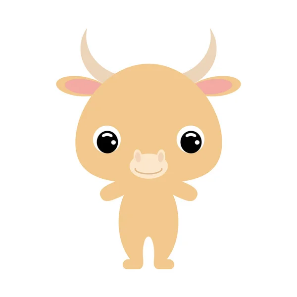 Lindo bebé yak. Animal doméstico. Ilustración de vector plano sobre fondo blanco — Vector de stock