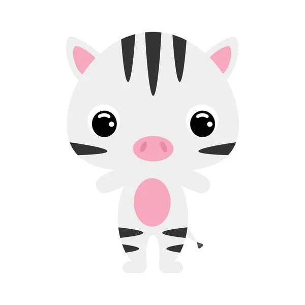 Niedliches Baby-Zebra. Afrikanische Tiere. Flache Vektoraktienabbildung auf weißem Hintergrund — Stockvektor