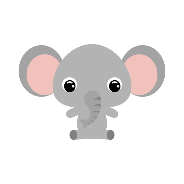 Lindo Elefante Sentado Animal Africano Personaje Dibujos Animados Para Diseño — Archivo Imágenes Vectoriales