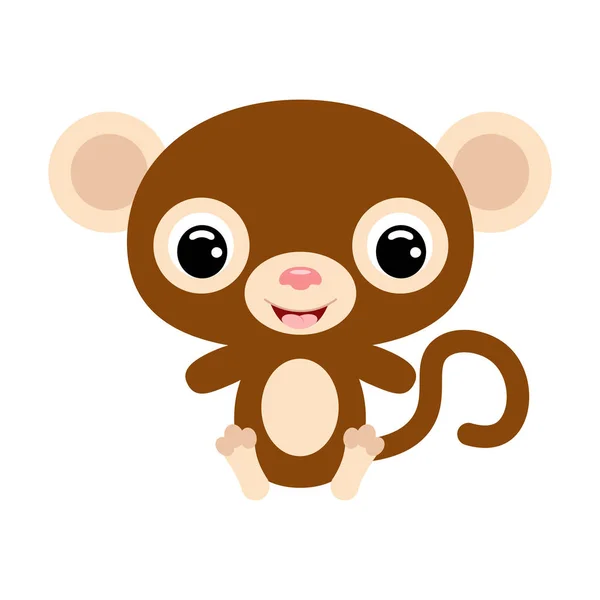 Lindo Mono Sentado Animal Selva Personaje Dibujos Animados Para Diseño — Vector de stock