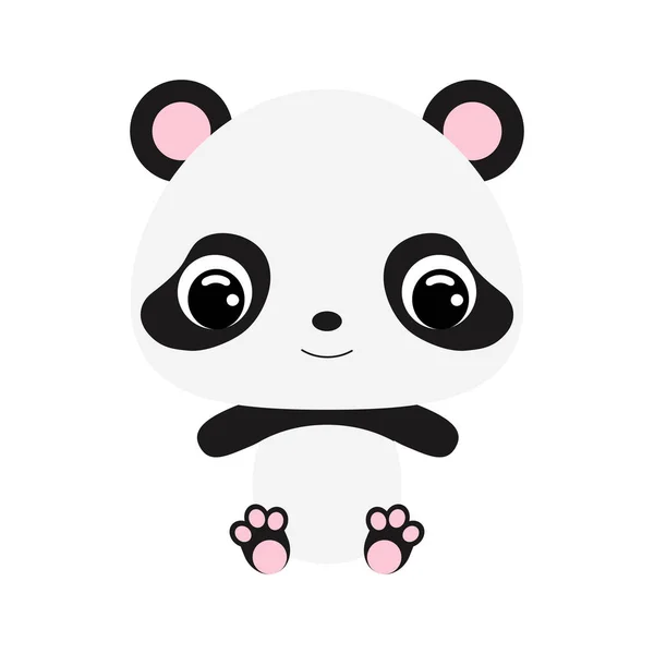 Oturan Şirin Panda Bebek Baskısı Tasarımı Için Çizgi Film Karakteri — Stok Vektör
