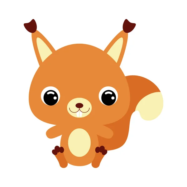 Nettes Kleines Sitzendes Eichhörnchen Waldtier Cartoon Charakter Für Baby Print — Stockvektor