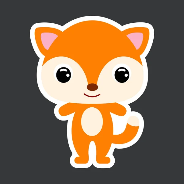 Sticker Enfant Mignon Petit Renard Animal Forestier Caractère Bande Dessinée — Image vectorielle