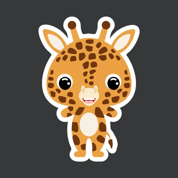 Sticker Enfant Jolie Petite Girafe Animal Africain Caractère Bande Dessinée — Image vectorielle