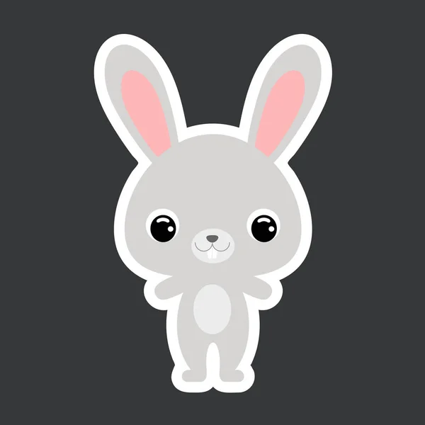 Children Sticker Cute Little Hare Forest Animal Cartoon Character Baby — Stock Vector