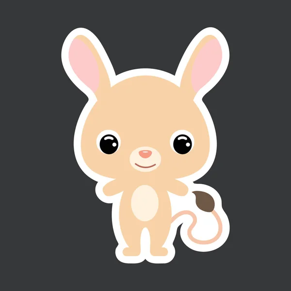 Children Sticker Cute Little Jerboa Wild Animal Cartoon Character Baby — Stock Vector