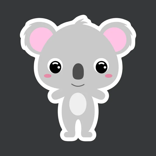 Sticker Enfant Mignon Petit Koala Animal Sauvage Caractère Bande Dessinée — Image vectorielle