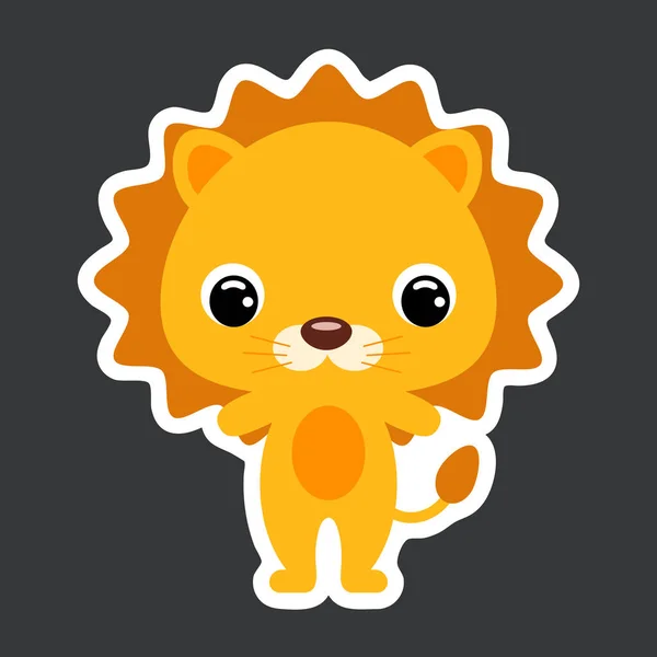 Sticker Enfant Mignon Petit Lion Animal Africain Caractère Bande Dessinée — Image vectorielle
