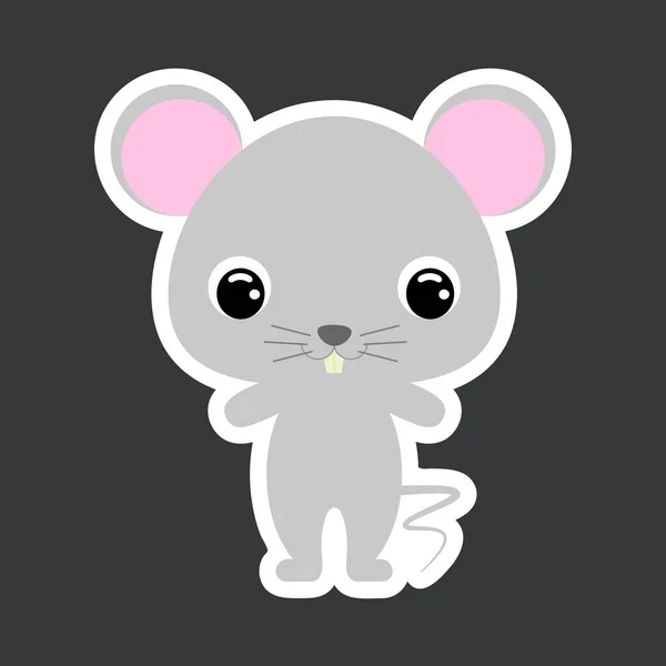 Παιδικό Αυτοκόλλητο Από Χαριτωμένο Ποντικάκι Χαρακτήρας Κινουμένων Σχεδίων Για Σχεδιασμό — Διανυσματικό Αρχείο