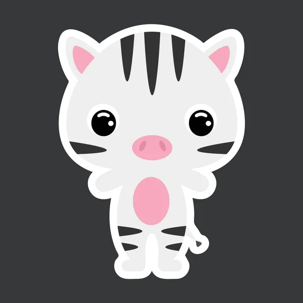 Kindersticker Van Schattige Kleine Zebra Afrikaans Dier Cartoon Karakter Voor — Stockvector