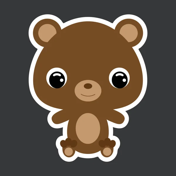 Παιδικό Αυτοκόλλητο Από Χαριτωμένο Αρκουδάκι Δασικό Ζώο Χαρακτήρας Κινουμένων Σχεδίων — Διανυσματικό Αρχείο