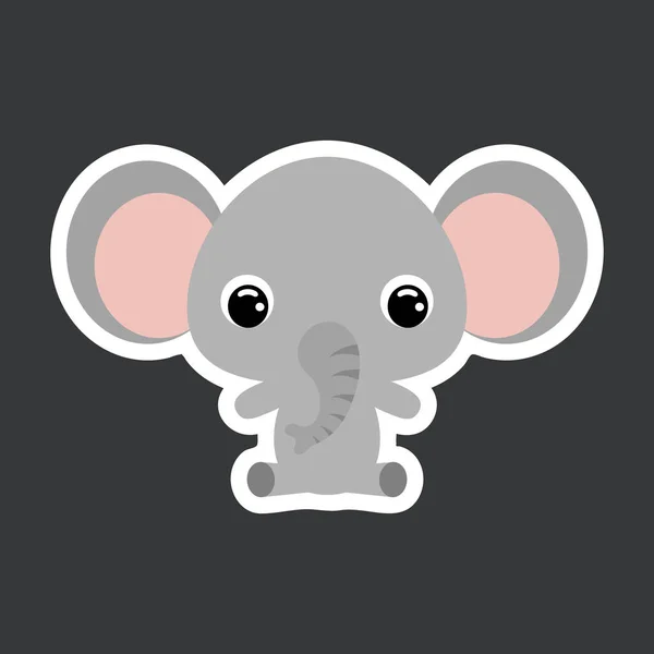 Pegatina Infantil Lindo Elefante Sentado Animal Africano Personaje Dibujos Animados — Archivo Imágenes Vectoriales