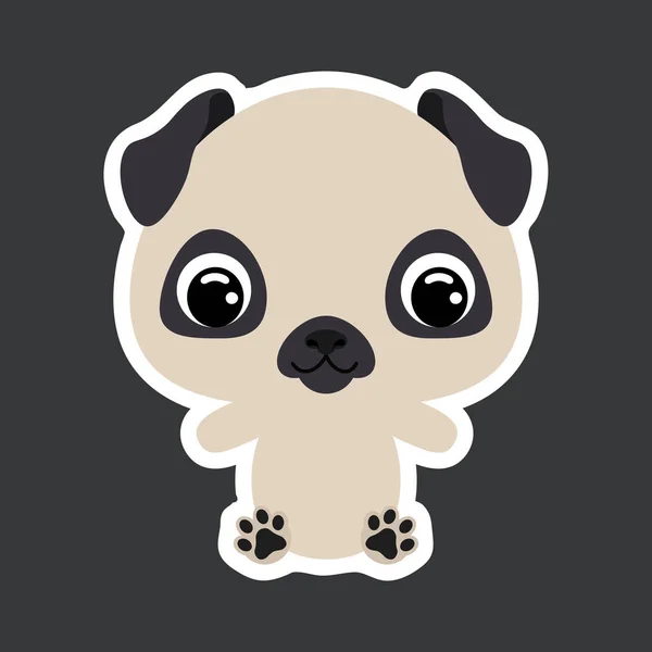 Barnens Klistermärke Med Söt Liten Sittande Hund Husdjur Tecknad Karaktär — Stock vektor