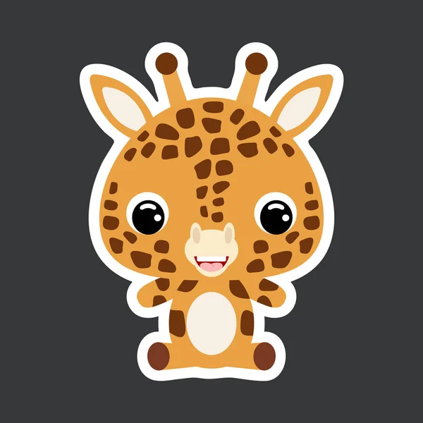 Sticker Enfant Jolie Petite Girafe Assise Animal Africain Caractère Bande — Image vectorielle