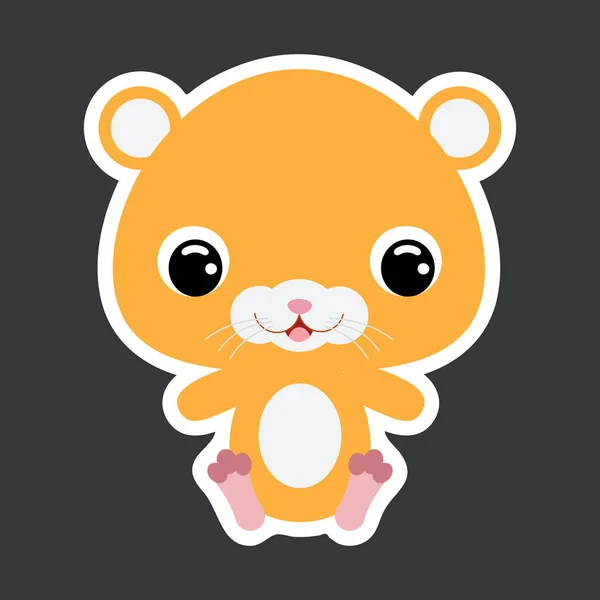 Sticker Enfant Mignon Petit Hamster Assis Caractère Bande Dessinée Pour — Image vectorielle