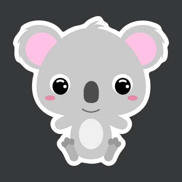 Children Sticker Cute Little Sitting Koala Cartoon Character Baby Print — Stock Vector