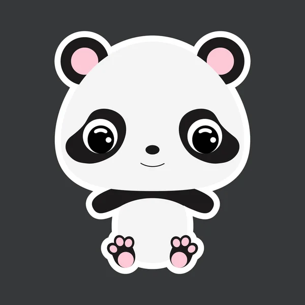 Barnens Klistermärke Med Söt Liten Sittande Panda Tecknad Karaktär För — Stock vektor