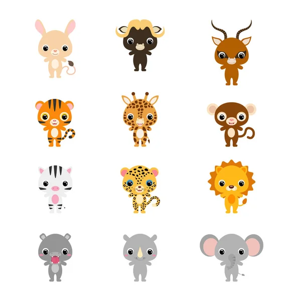 Cute Cartoon African Animals Illustration Children Cartoon Character Baby Print — Stock Vector