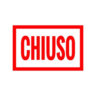 Kapıdaki kırmızı tabela kapandı. Poster, afiş, broşür için düz vektör stoku illüstrasyonu.