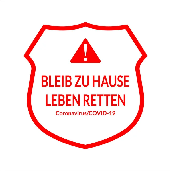 표지판을 배경을 독일어로 생명을 수있다 Badge Sticker Coronavirus Covid Outbreak — 스톡 벡터