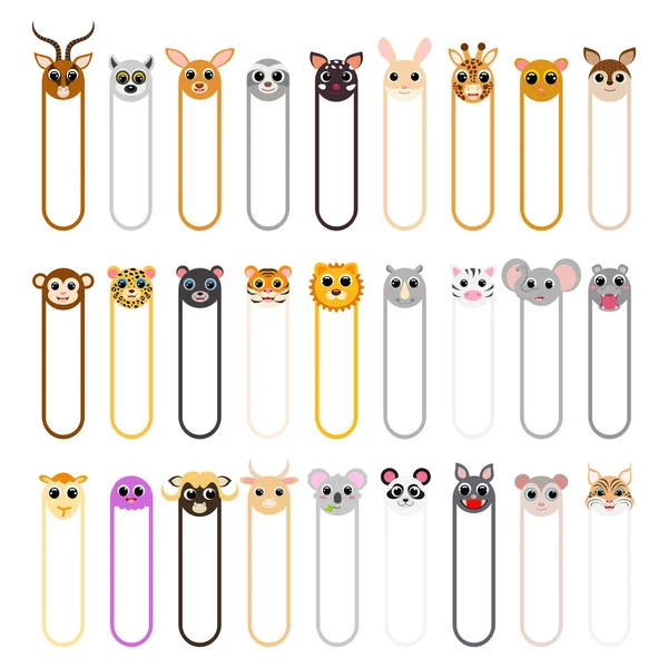 Cute Cartoon Animal Shaped Notepads, Bookmark DIY, Memo Pad, Flag Markers for Office School. Baby Bottle Labels for Daycare, Tags, Multiple Colors Sticker. Flat vector stock illustration