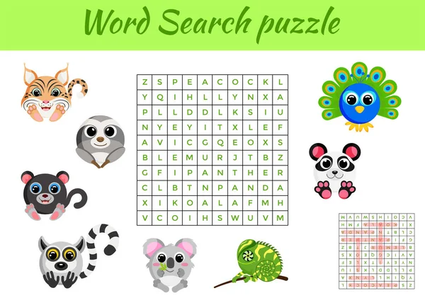Vetores de Word Search Puzzle Jogo Desenhos Animados Monstros