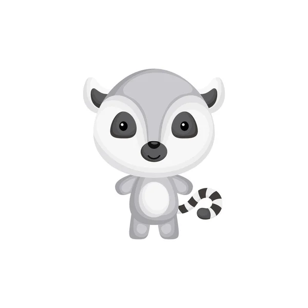 Cute Funny Baby Lemur Isolated White Background Wild Adorable Animal — Stock Vector