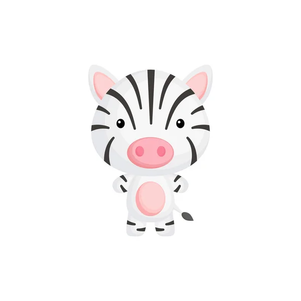 Roztomilé Legrační Dítě Zebra Izolované Bílém Pozadí Divoká Africká Rozkošná — Stockový vektor