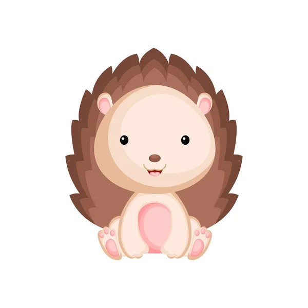 Cute Funny Sitting Baby Hedgehog Isolated White Background Woodland Adorable — Stock Vector