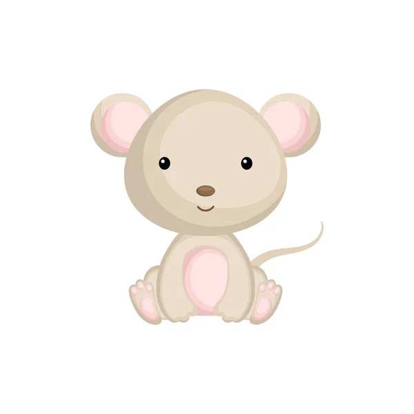 Милі Смішні Сидячі Дитячі Миші Ізольовані Білому Тлі Чарівний Тваринний — стоковий вектор