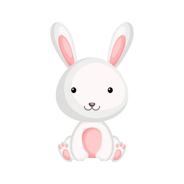 Cute Funny Sitting Baby Rabbit Isolated White Background Woddland Adorable — Stock Vector