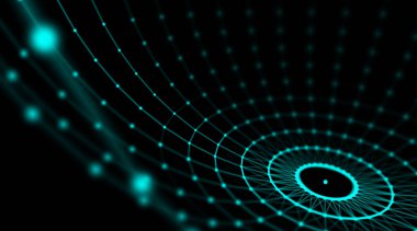 Gelecekçi teknoloji siber küp bağlantısı dünya ağı, bilgisayar, fiber optik kablolar, fiber bağlantı