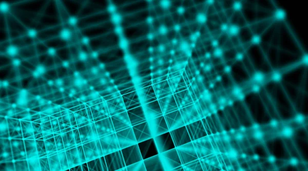 Gelecekçi teknoloji siber küp bağlantısı dünya ağı, bilgisayar, fiber optik kablolar, fiber bağlantı