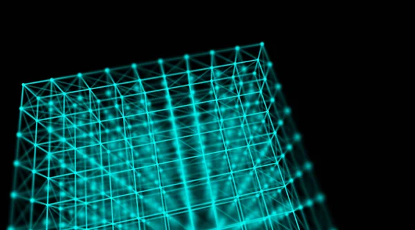 Futuristische Technologie Cyber Cube Verbinding Wereld Netwerk Computer Glasvezel Virtuele — Stockfoto